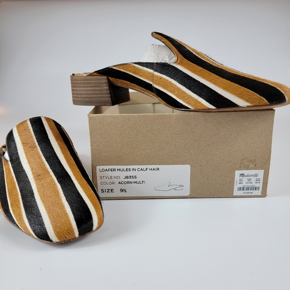 Madewell The Willa Loafer Mule in Striped Calf Hair, Size 9.5 - Picture 2 of 15